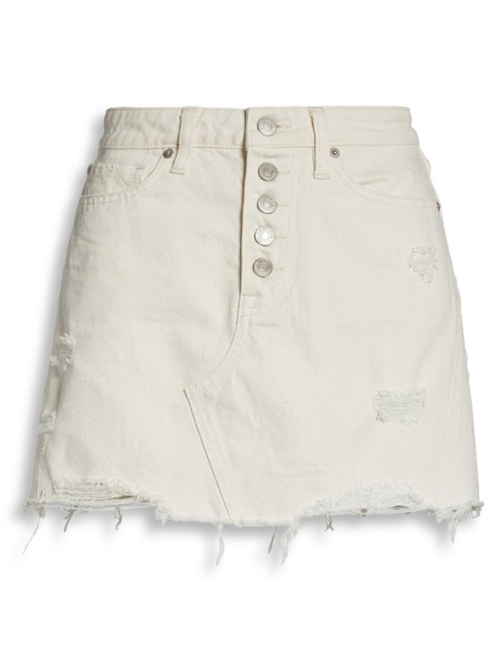 We The Free Cream Button-Up Mini Skirt Free People Distressed A-line